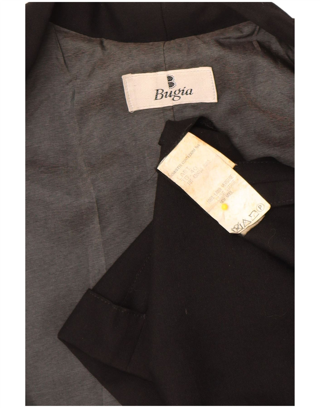 Vintage Womens Open Oversized Overcoat IT 40 Small Black Virgin Wool