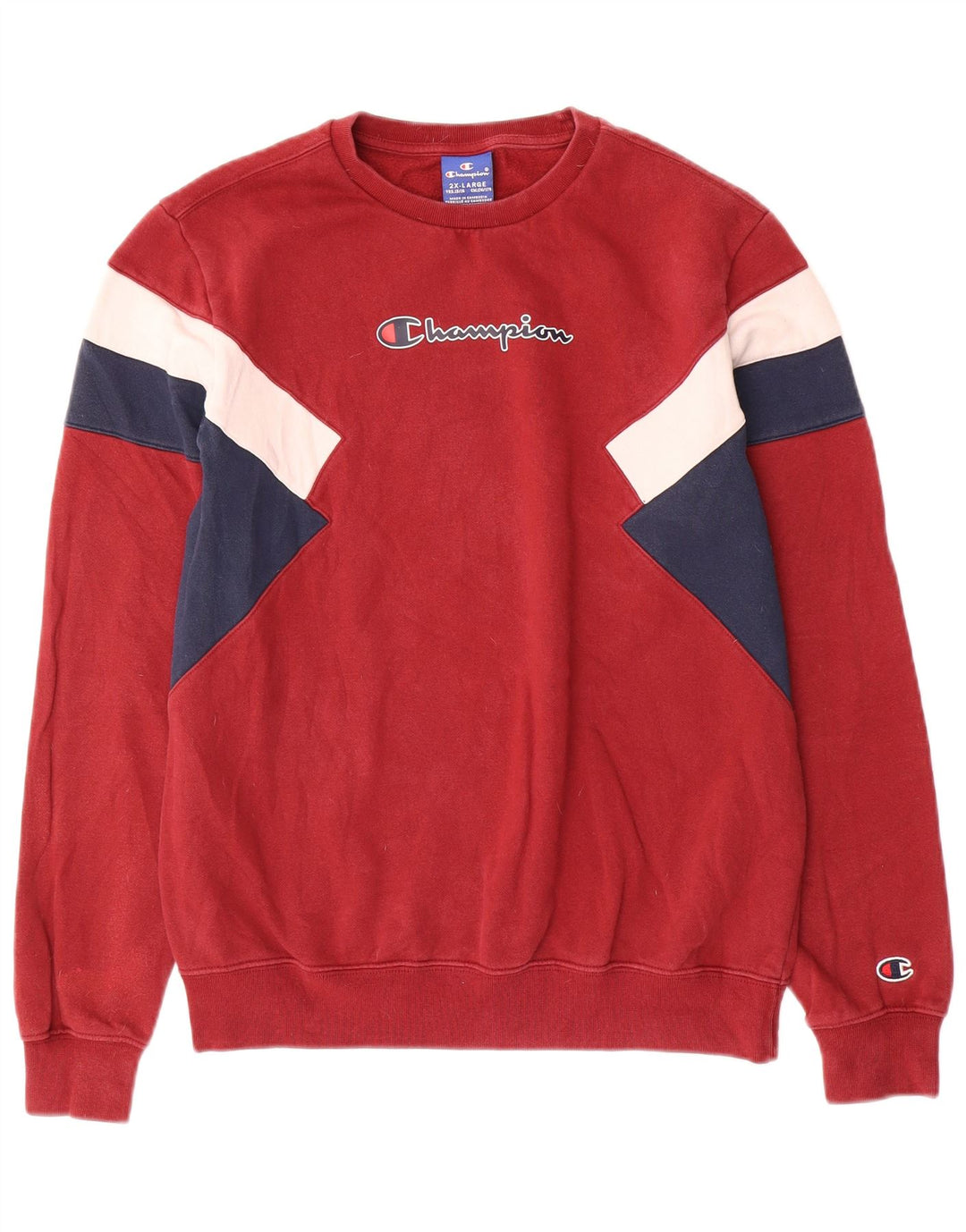 CHAMPION Boys Sweatshirt Jumper 15-16 Years 2XL Red Colourblock Cotton