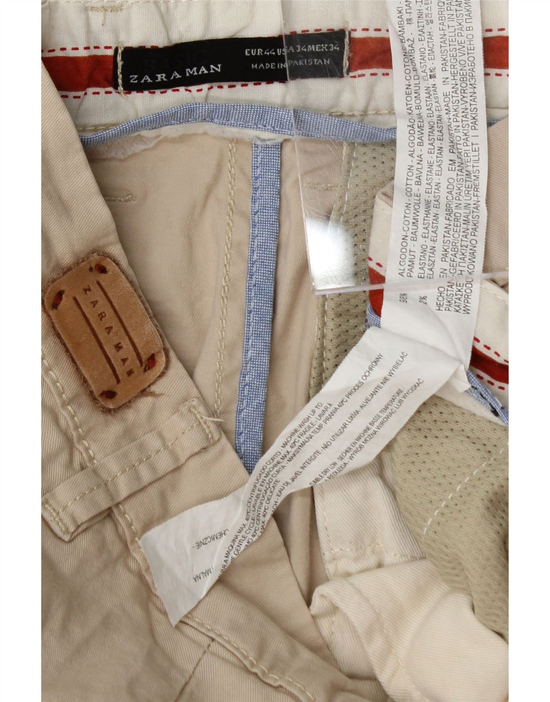 ZARA Mens Slim Chino Trousers EU 44 Large W34 L33 Beige Cotton Vintage Zara and Second-Hand Zara from Messina Hembry 