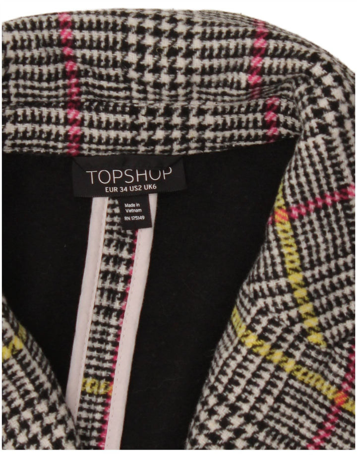 TOPSHOP Womens Oversized Overcoat UK 6 XS Grey Houndstooth Polyester