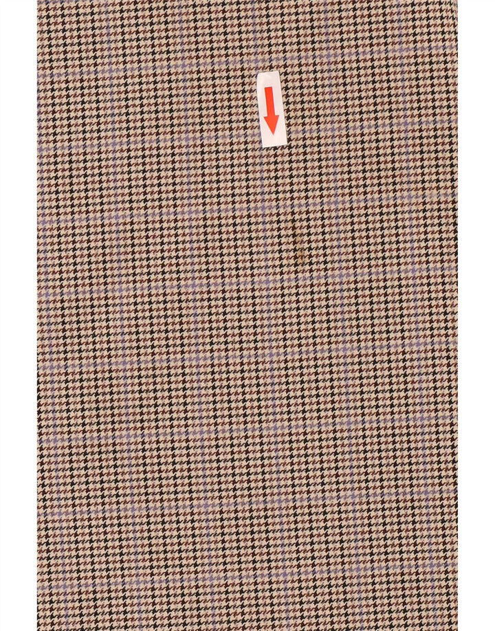 Zara Womens Long Sleeve Blouse Top UK 14 Medium Brown Houndstooth Polyester