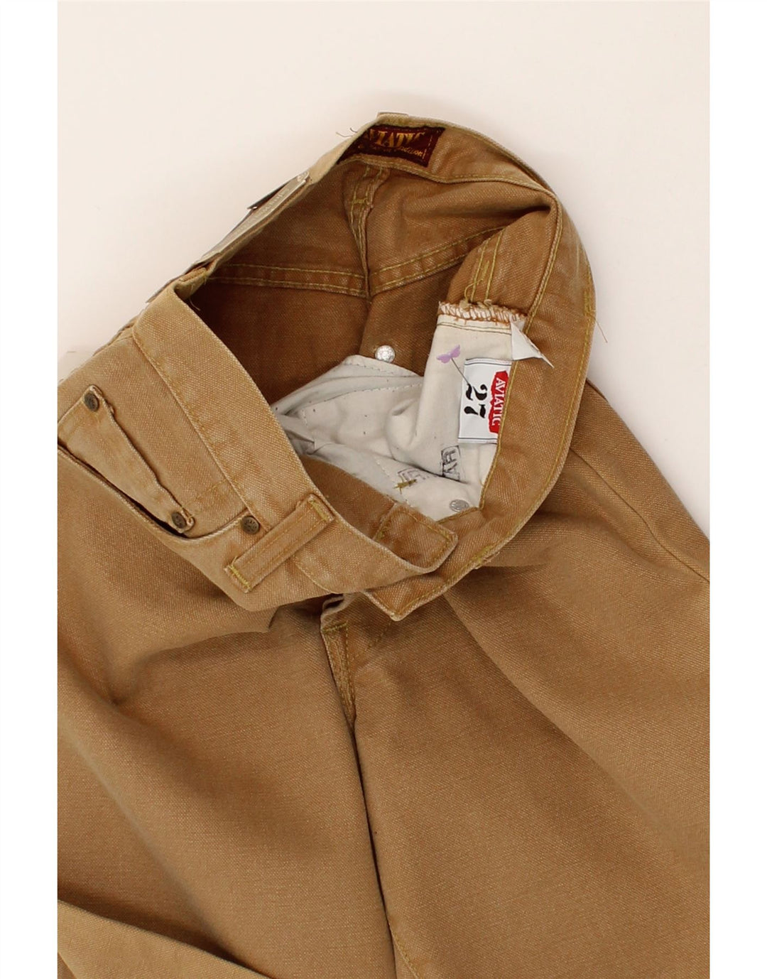AVIATIC Womens Slim Casual Trousers  W27 L32 Brown Vintage Aviatic and Second-Hand Aviatic from Messina Hembry 