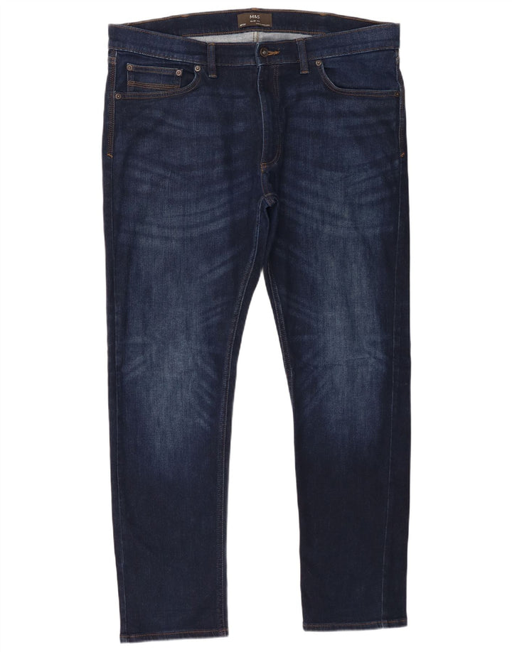 Marks & Spencer Mens Slim Jeans W38 L31 Navy Blue Cotton
