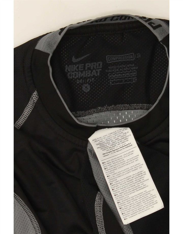 Nike Mens Dri Fit Top Long Sleeve Small Black Colourblock Polyester