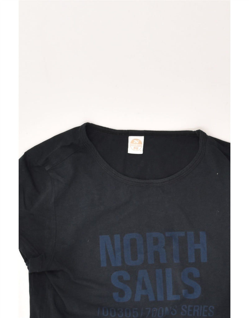 NORTH SAILS Womens Graphic T-Shirt Top UK 10 Small Navy Blue Cotton | Vintage North Sails | Thrift | Second-Hand North Sails | Used Clothing | Messina Hembry 