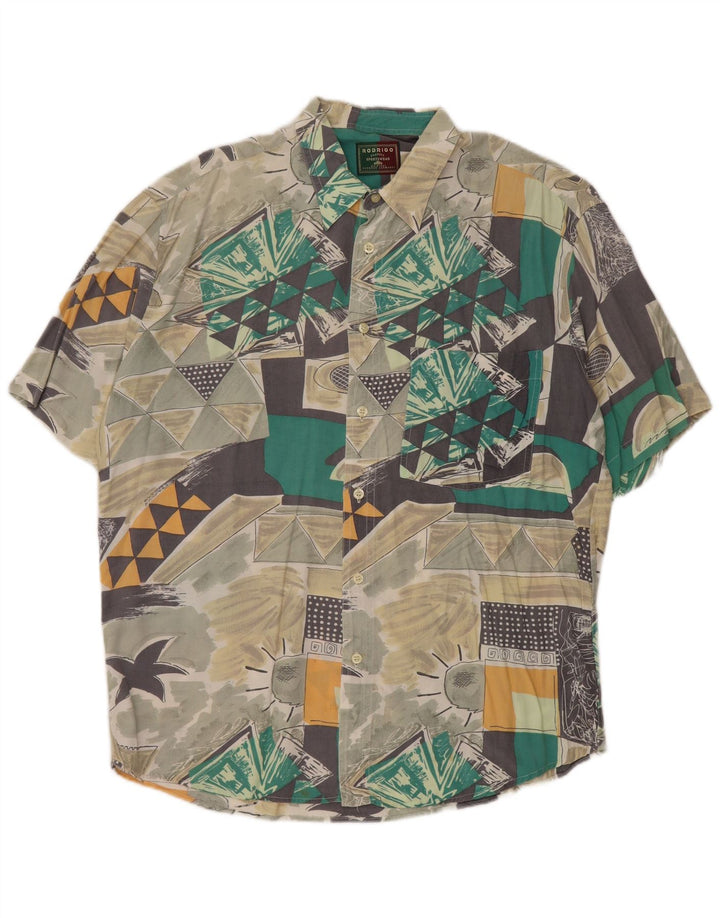 RODRIGO Mens Short Sleeve Shirt Size 16 41 Large Multicoloured Geometric