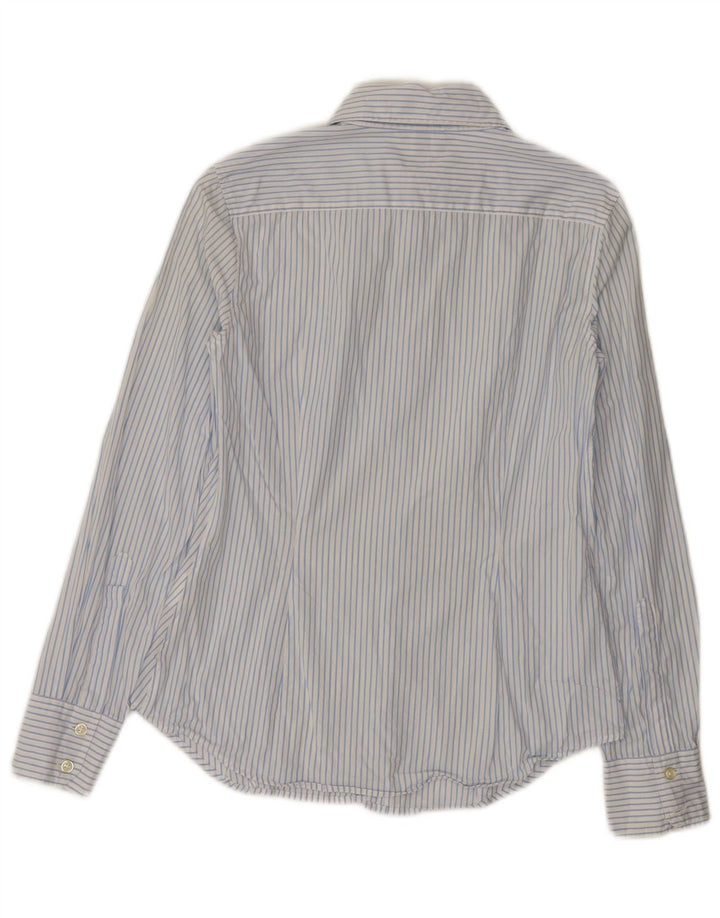 Benetton Womens Shirt UK 12 Medium White Pinstripe Cotton