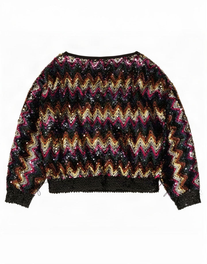 Vintage Womens Sequin Blouse Top EU 38 Medium Multicoloured Chevron