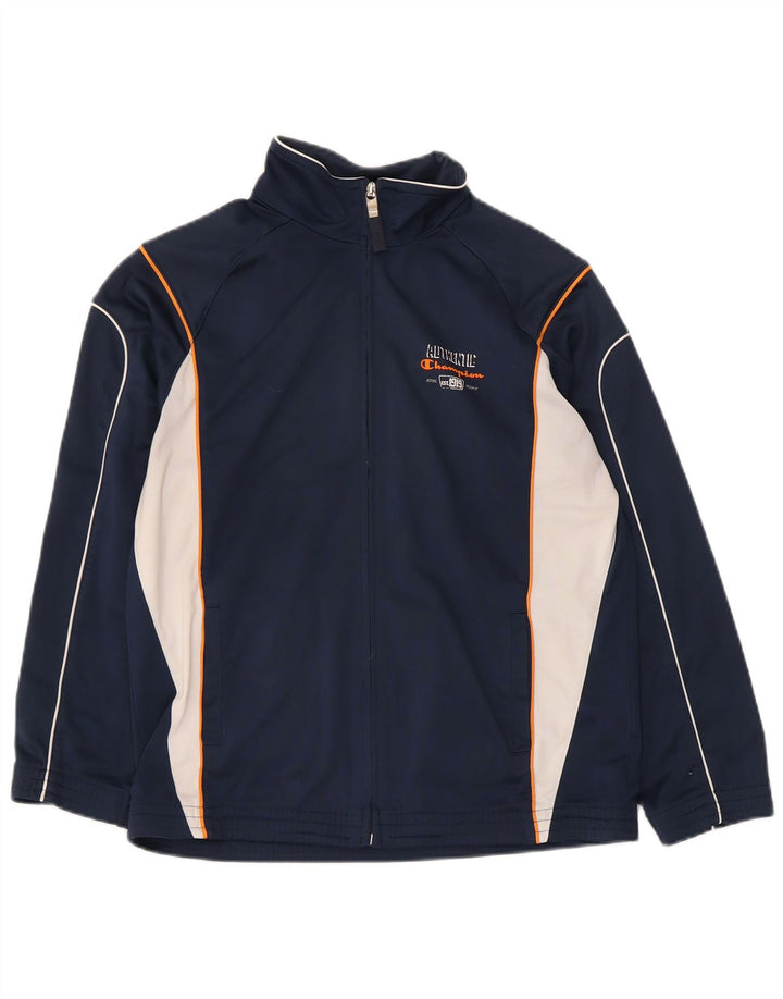 Champion Womens Tracksuit Top Jacket UK 12 Medium Navy Blue Colourblock