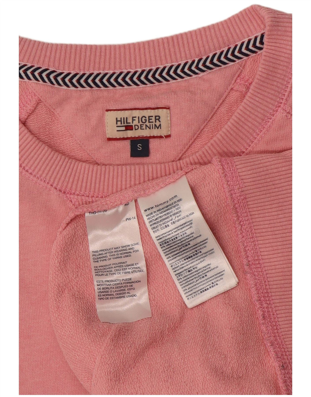 Tommy Hilfiger Womens Oversized Sweatshirt Jumper UK 10 Small Pink Cotton
