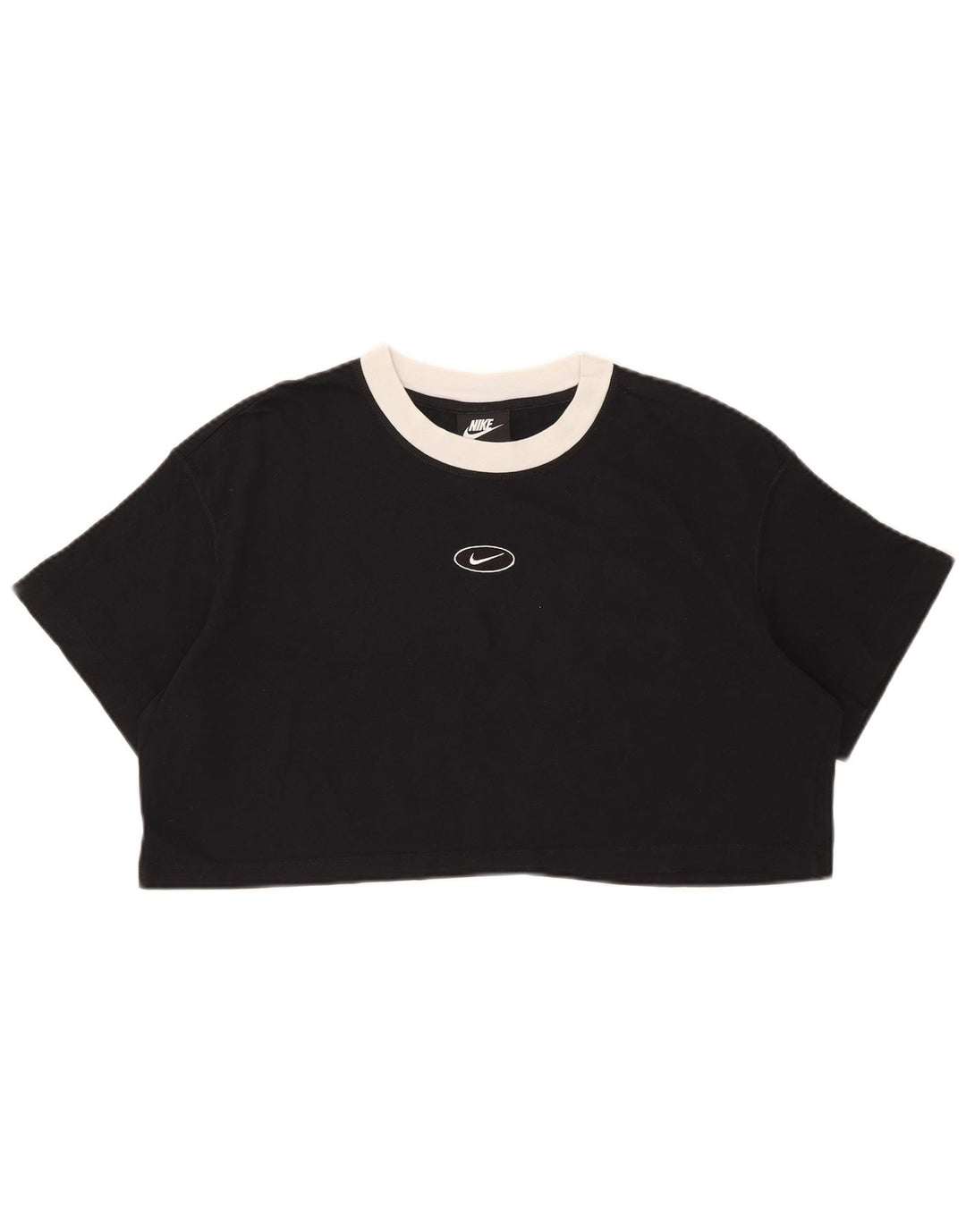 Nike Womens Crop Oversized T-Shirt Top UK 14 Medium Black