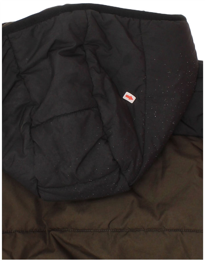 Adidas Boys Hooded Padded Jacket 9-10 Years Khaki Colourblock Polyester