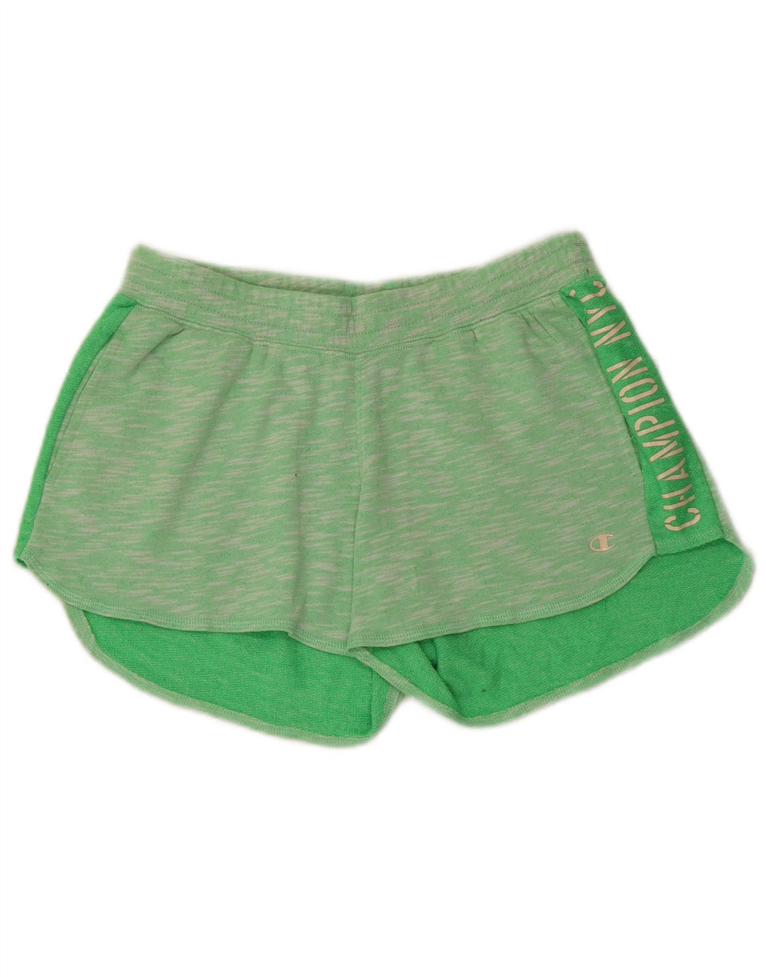 CHAMPION Womens Graphic Sport Shorts UK 6 XS  Green Flecked Polyester