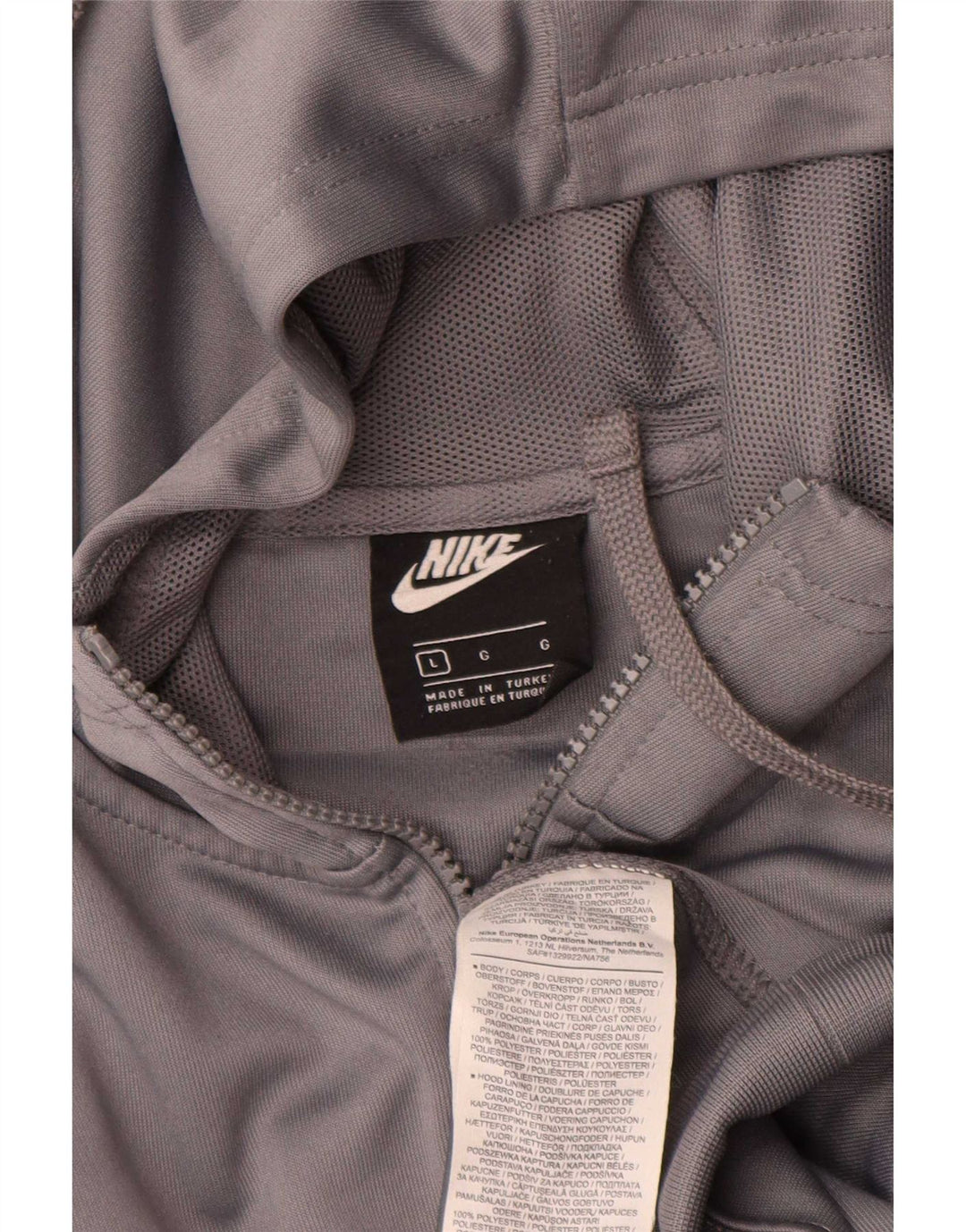 Nike Mens Graphic Zip Hoodie Sweater Large Grey Colourblock Polyester