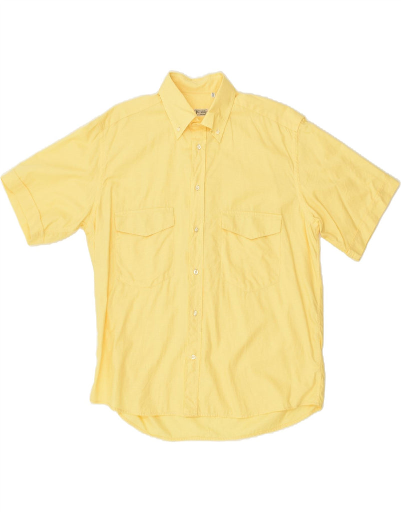 PICCADILLY Mens Short Sleeve Shirt Size 16 41 Large Yellow | Vintage Piccadilly | Thrift | Second-Hand Piccadilly | Used Clothing | Messina Hembry 