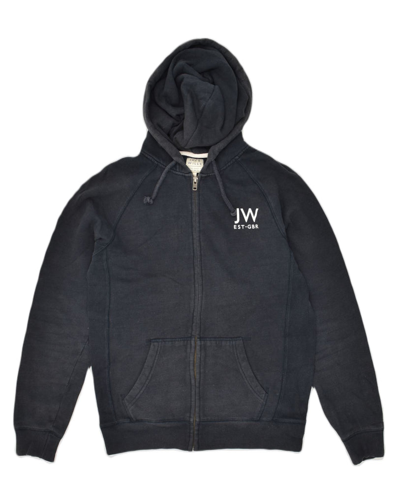 JACK WILLS Mens Graphic Zip Hoodie Sweater Medium Black Cotton | Vintage Jack Wills | Thrift | Second-Hand Jack Wills | Used Clothing | Messina Hembry 