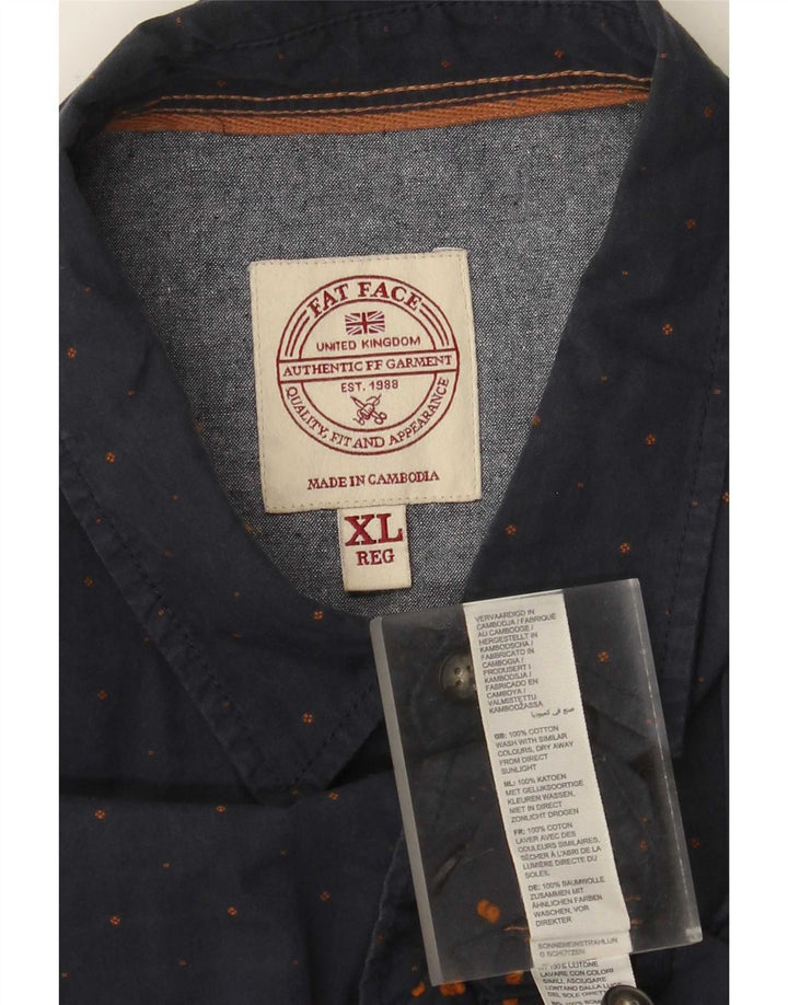 Fat Face Mens Regular Fit Shirt XL Navy Blue Spotted Cotton
