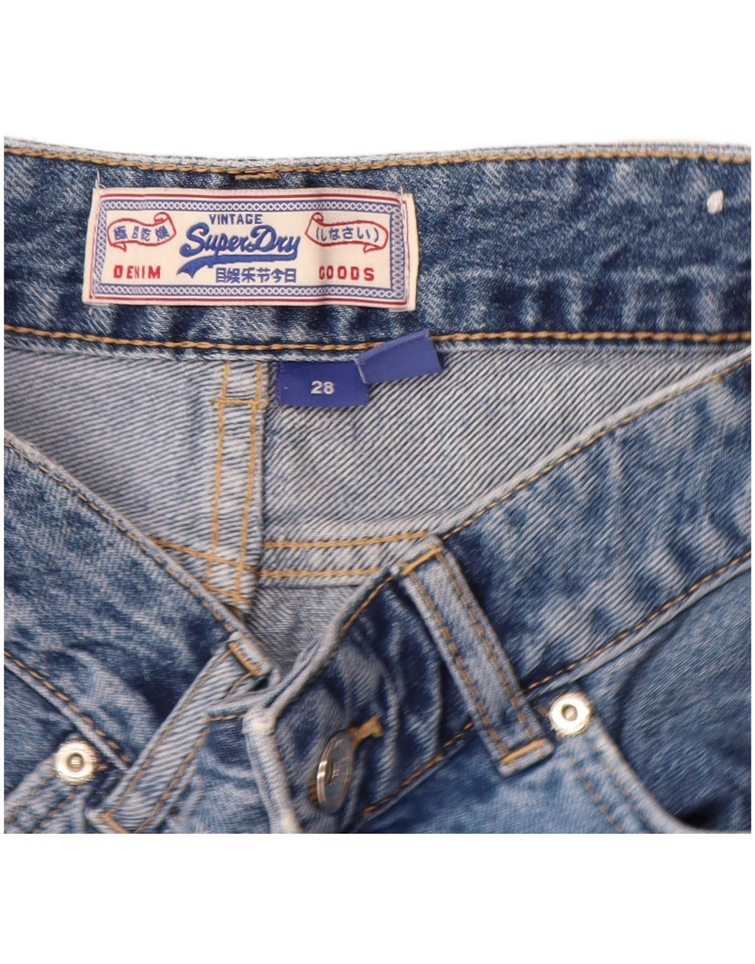 Superdry Womens Denim Shorts W28 Medium  Blue Cotton