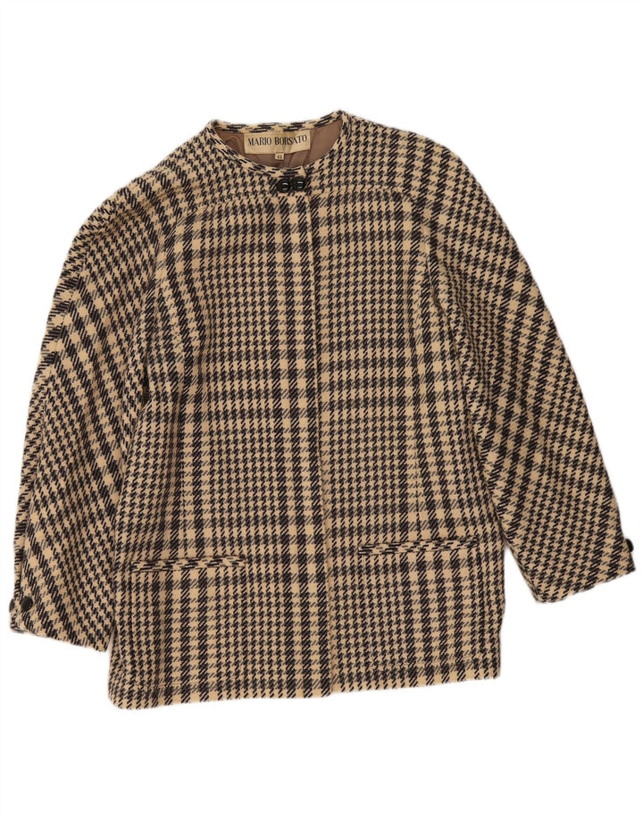 Mario Borsato Womens Blazer Jacket IT 42 Medium Beige Houndstooth Wool