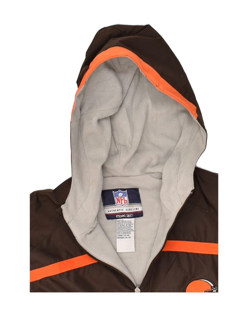 REEBOK Boys Graphic Hooded Rain Jacket 14-15 Years Large Brown Polyester | Vintage Reebok | Thrift | Second-Hand Reebok | Used Clothing | Messina Hembry 