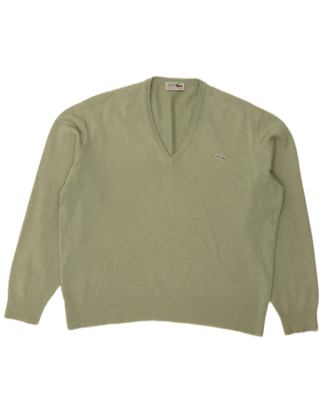 Lacoste Mens V-Neck Jumper Sweater Size 7 2XL Green