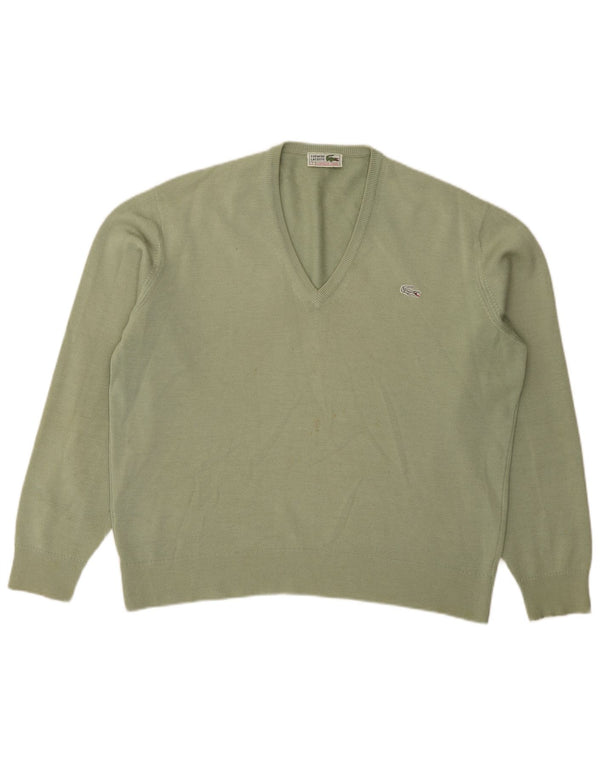 Lacoste Mens V-Neck Jumper Sweater Size 7 2XL Green
