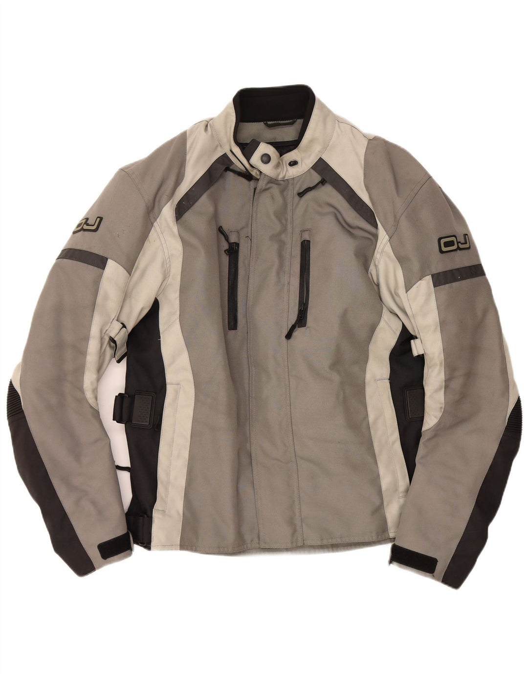 OJ Atmosfere Mens Graphic Bomber Jacket UK 40 Large Grey Colourblock