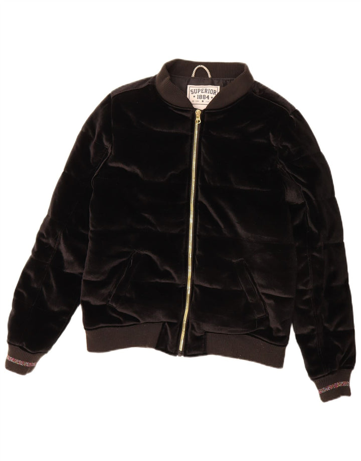 Superior Girls Velour Padded Jacket 13-14 Years Black Polyester