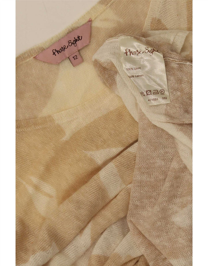 Phase Eight Womens 3/4 Sleeve Tunic Top UK 12 Medium Beige Butterfly