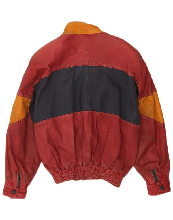 Toskana Mens Leather Jacket UK 38 Medium Red Colourblock Leather