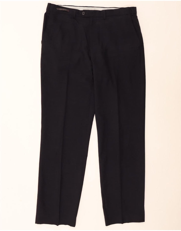 Marks & Spencer Mens Regular Suit Trousers W36 L33 Navy Blue Polyester