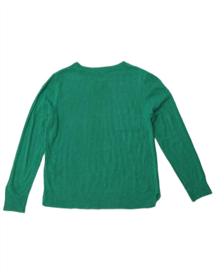 Marks & Spencer Womens Crop Crew Neck Jumper Sweater UK 14 Medium Green