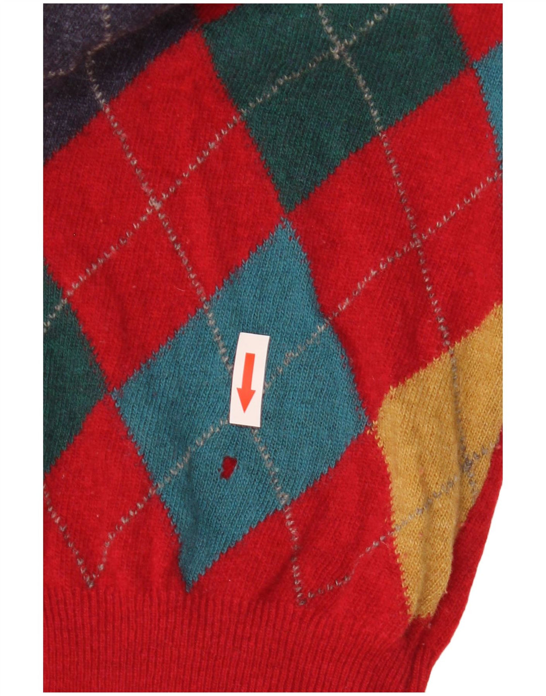 Burlington Mens Sleeveless Cardigan Sweater IT 50 Large Red Argyle/Diamond