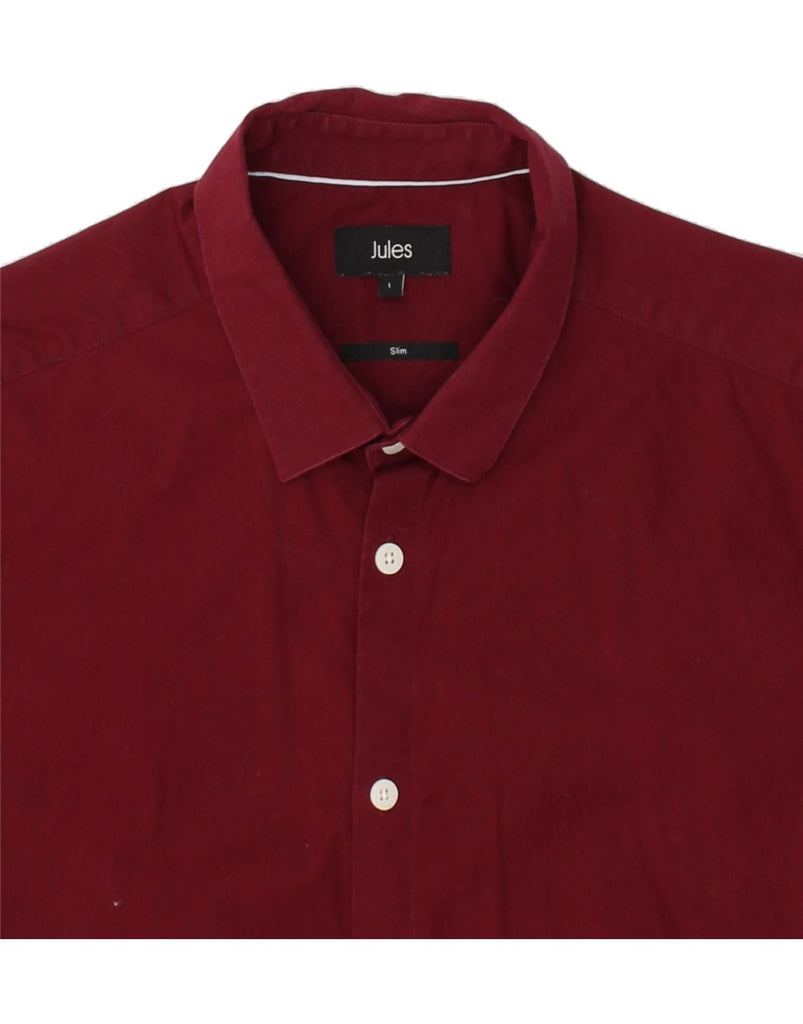 JULES Mens Slim Shirt Large Burgundy Cotton | Vintage Jules | Thrift | Second-Hand Jules | Used Clothing | Messina Hembry 