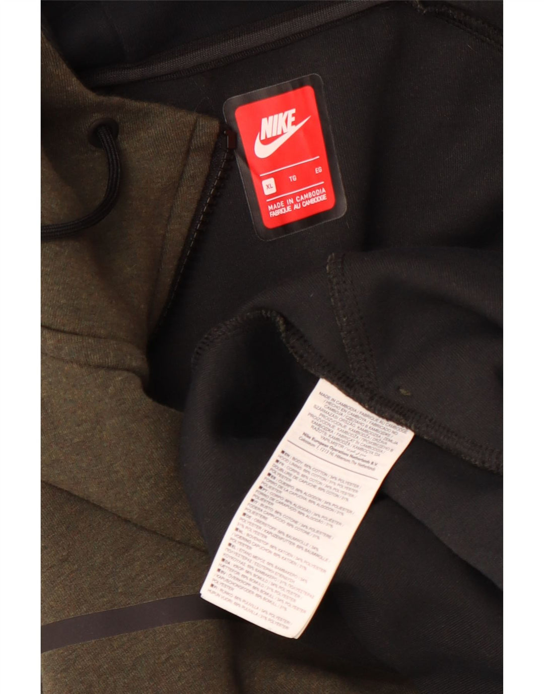 Nike Mens Zip Hoodie Sweater XL Khaki Cotton