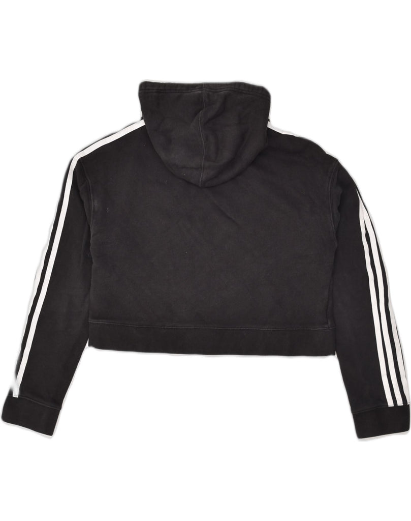 ADIDAS Womens Oversized Crop Hoodie Jumper UK 6 XS Black Cotton | Vintage Adidas | Thrift | Second-Hand Adidas | Used Clothing | Messina Hembry 