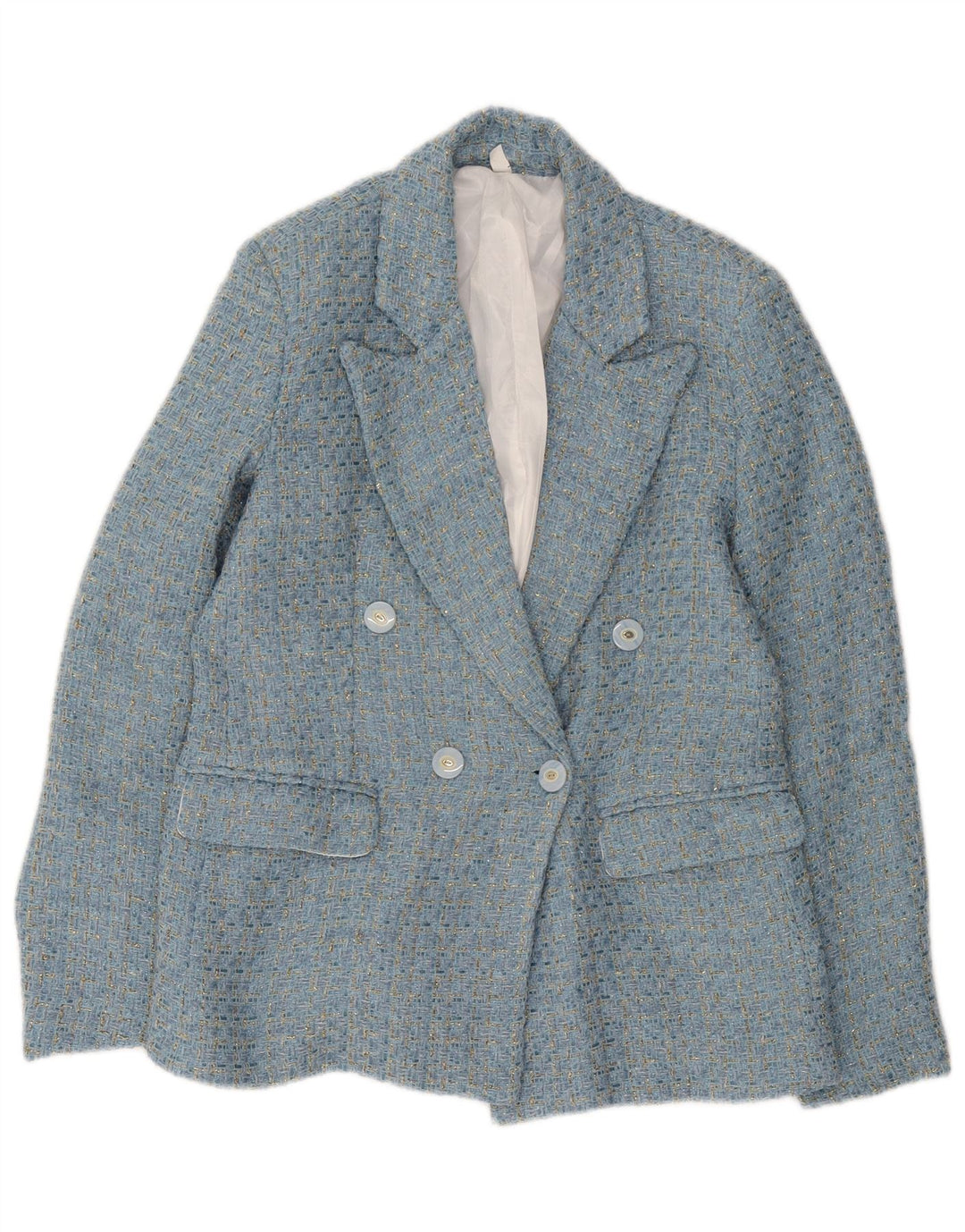 Vintage Womens Double Breasted Blazer Jacket UK 10 Small Blue Flecked