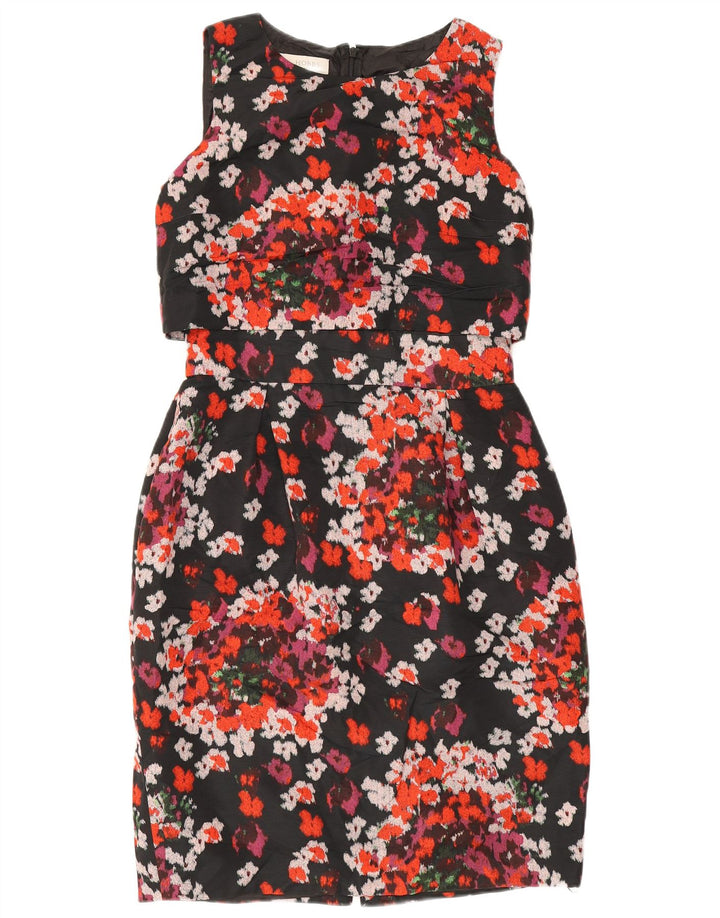 Hobbs Womens Sleeveless Sheath Dress UK 12 Medium Black Floral Polyester
