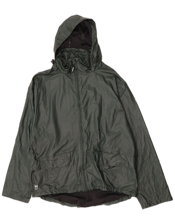 Helly Hansen Mens Hooded Rain Jacket UK 42 XL Green Polyurethane