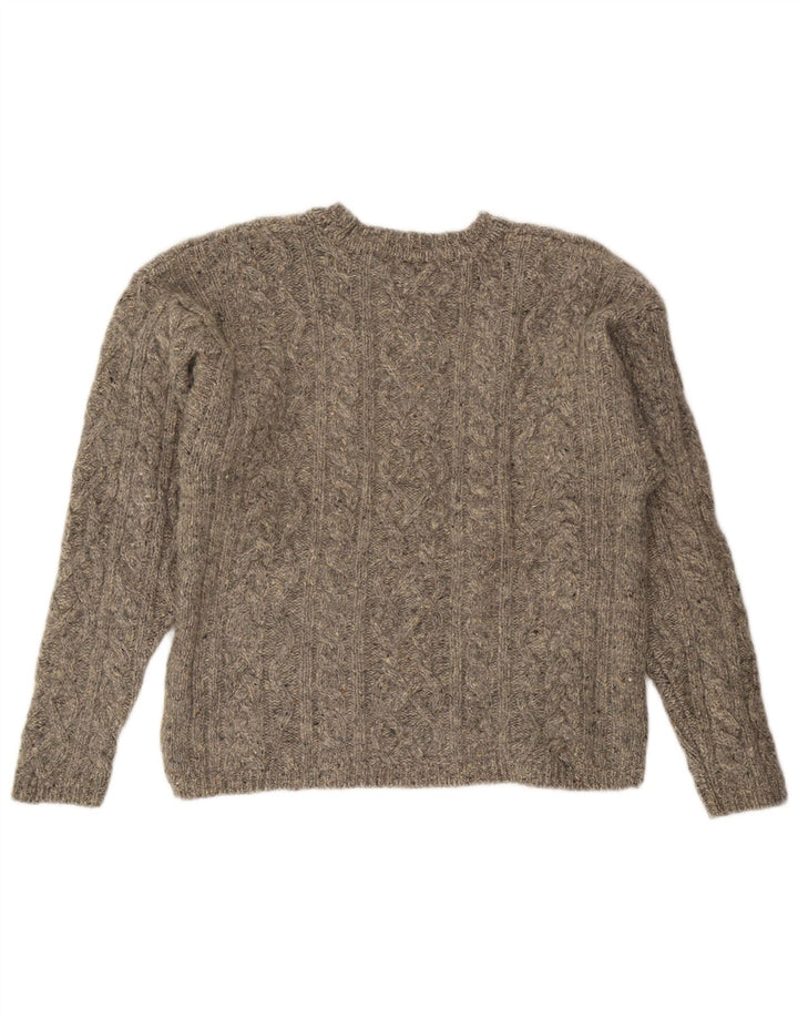 Vintage Womens Crew Neck Jumper Sweater UK 14 Medium Grey Flecked Wool