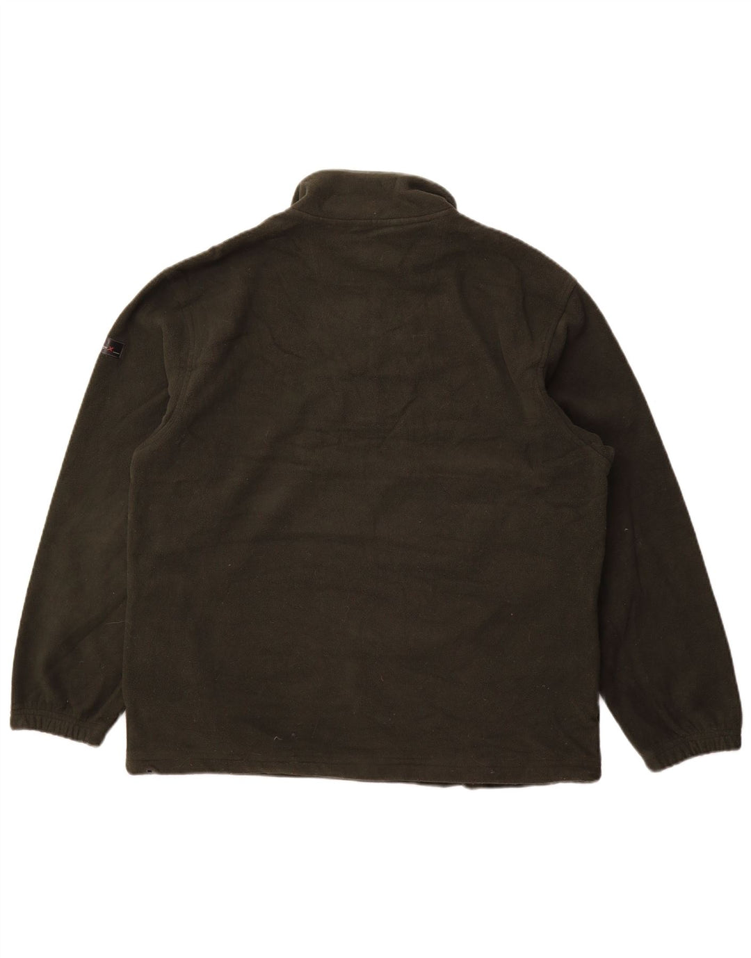 IZOD Mens Zip Neck Fleece Jumper Large Khaki Colourblock