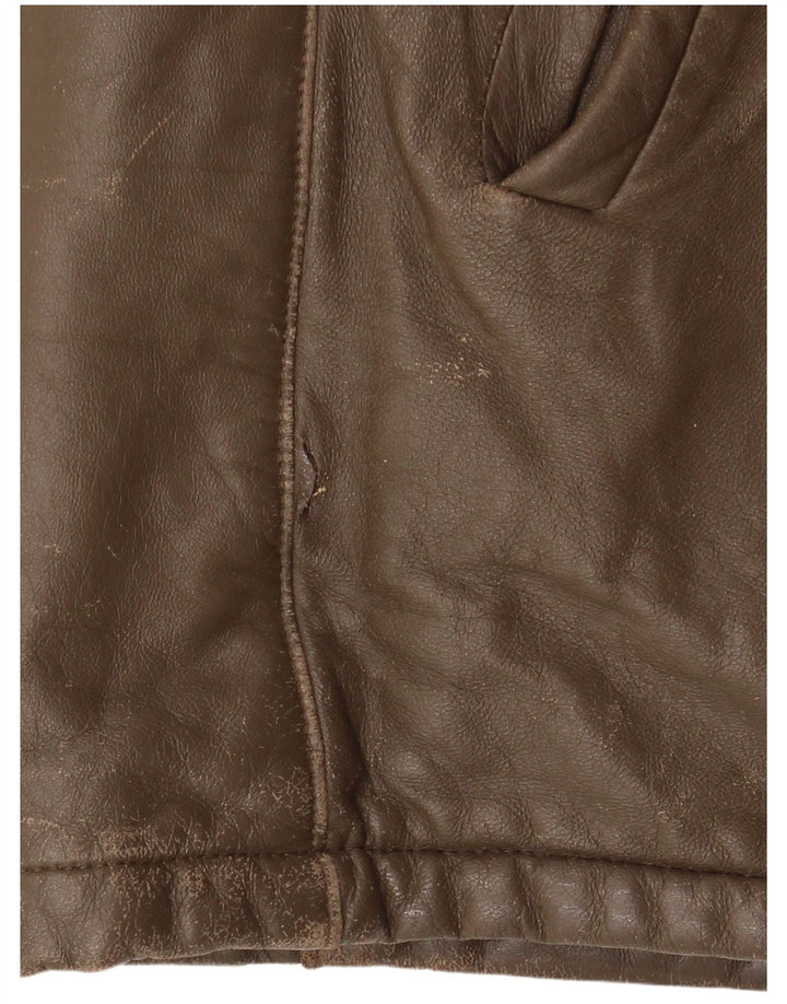 Vintage Mens Leather Jacket IT 52 XL Brown Leather