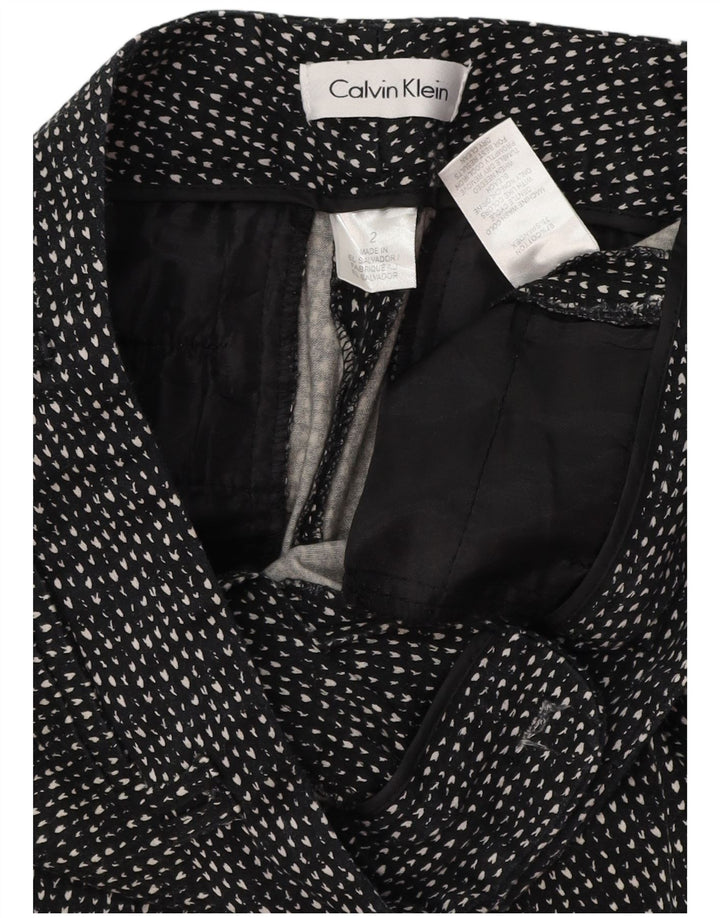 CALVIN KLEIN Womens Slim Casual Trousers US 2 XS W28 L28 Black Spotted