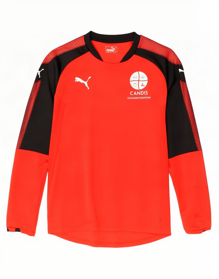 Puma Mens Graphic Top Long Sleeve Small Red Colourblock Polyester
