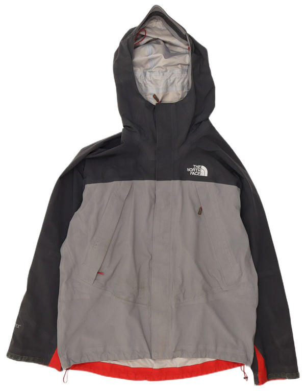 The North Face Mens Hooded Rain Jacket UK 40 Large Grey Colourblock