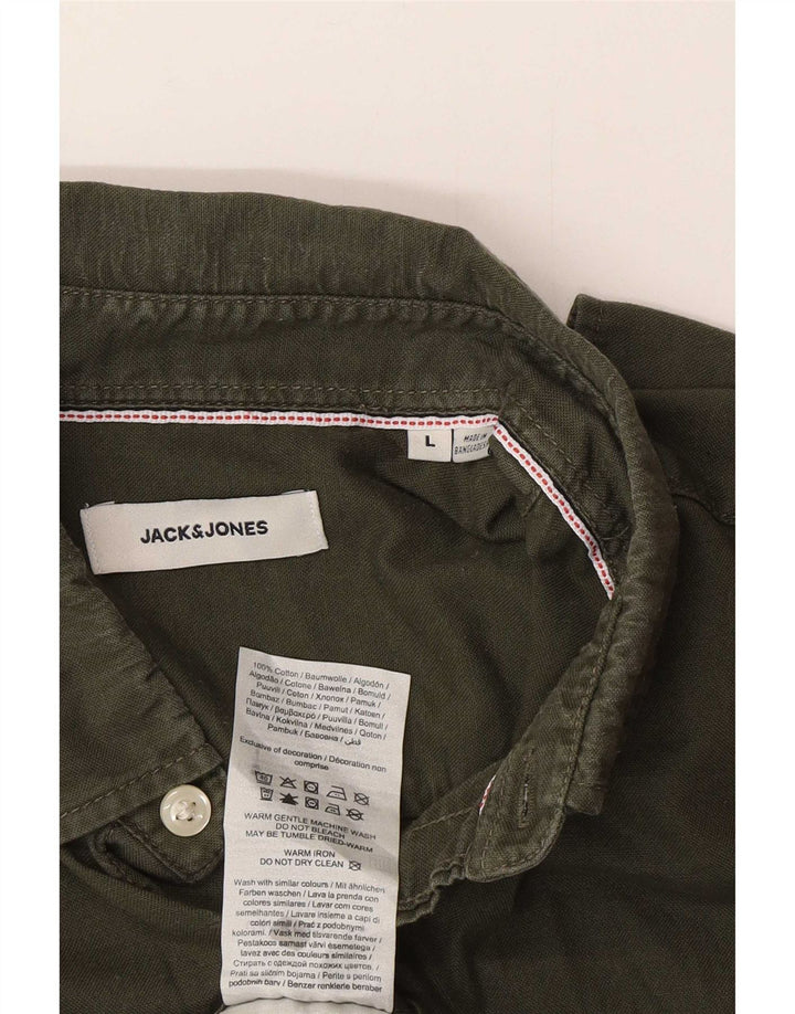 Jack & Jones Mens Shirt Large Green Cotton