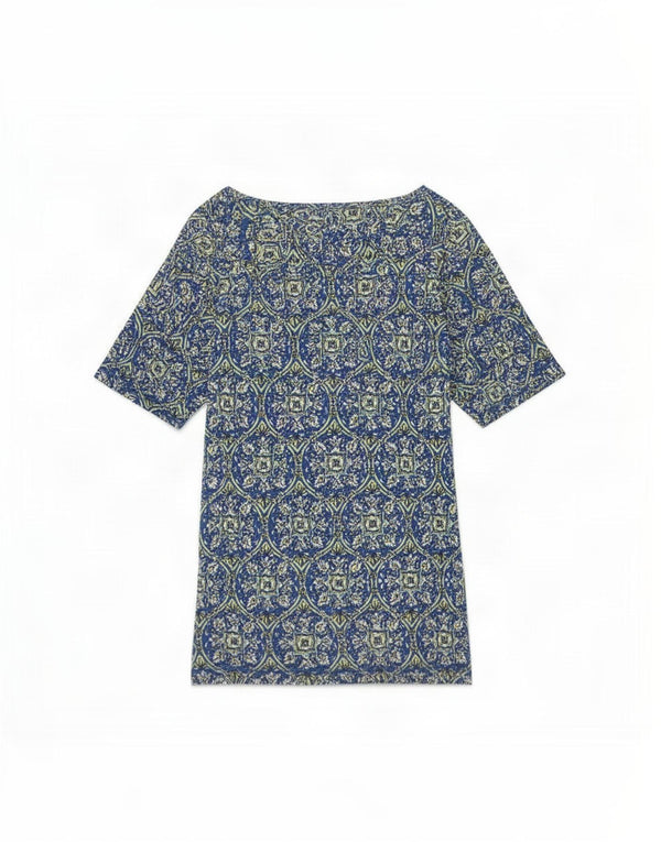 Marks & Spencer Womens T-Shirt Top UK 22 3XL Blue Floral Cotton