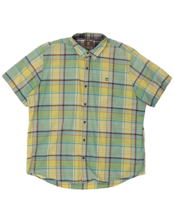 Timberland Mens Short Sleeve Regular Fit Shirt 2XL Green Check Cotton