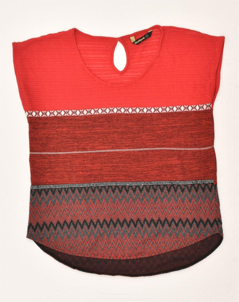 DESIGUAL Womens Vest Top UK 14 Large Red Colourblock Polyester | Vintage Desigual | Thrift | Second-Hand Desigual | Used Clothing | Messina Hembry 