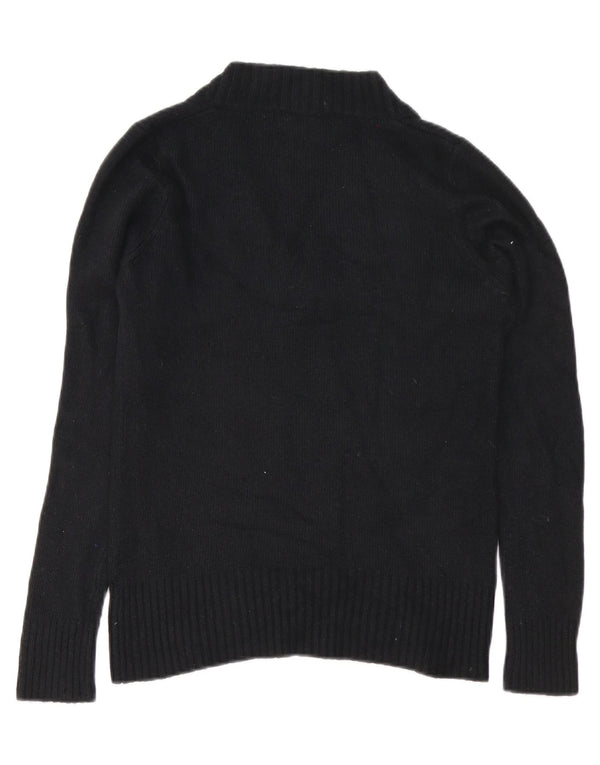Zara Womens V-Neck Jumper Sweater UK 16 Large Black Nylon